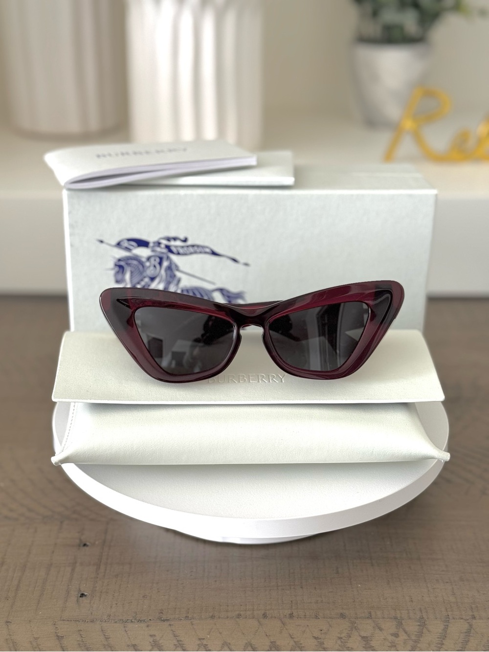 Burberry BE4421U Cat-Eye Sunglasses – Red/Burgundy - Picture 10 of 14